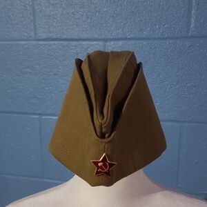 Authentic 1989 Soviet Army Pilotka Side Cap - Size 57 (US Med 7 1/8) - UNISSUED
